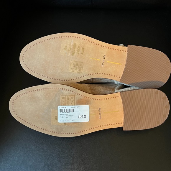 Dolce Vita Hardi Slingback Loafers Beige Suede Shearling Lined Womens Sz 10 NEW - Picture 6 of 8